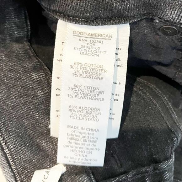 Good American Good Legs Cropped Skinny Button Fly High Rise Jeans Black 2 - Picture 8 of 11